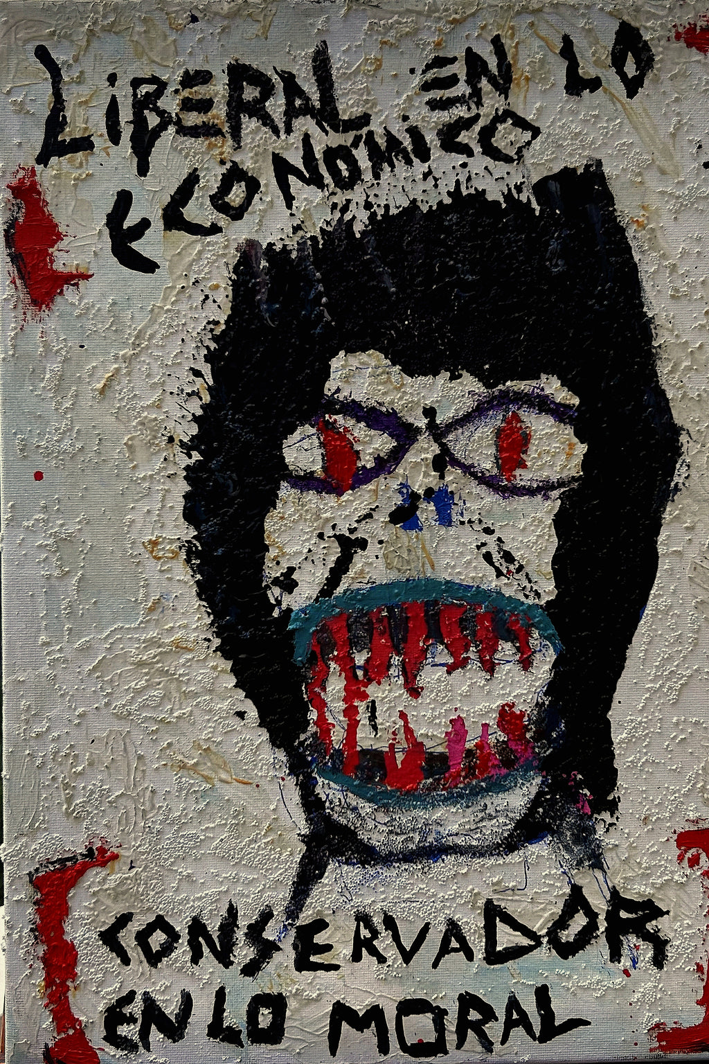 Moralist — CLACHECO, técnica mixta sobre tela, 20x40 cm